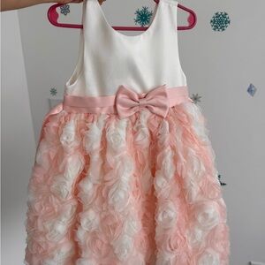 New - Elegant White and Pink Kids Dress- size 4